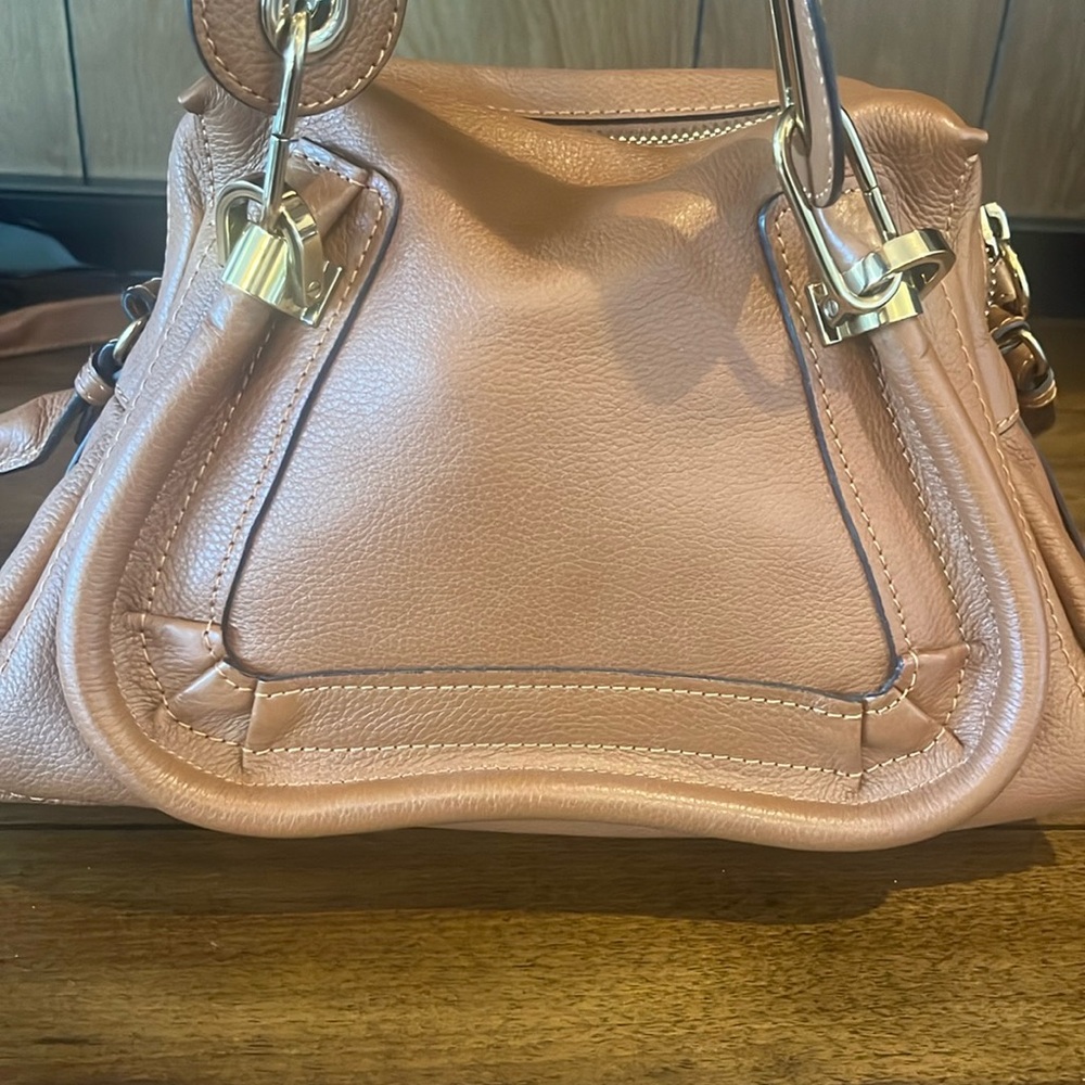Chloe Small Paraty Tan Shoulder Bag with Structured Design